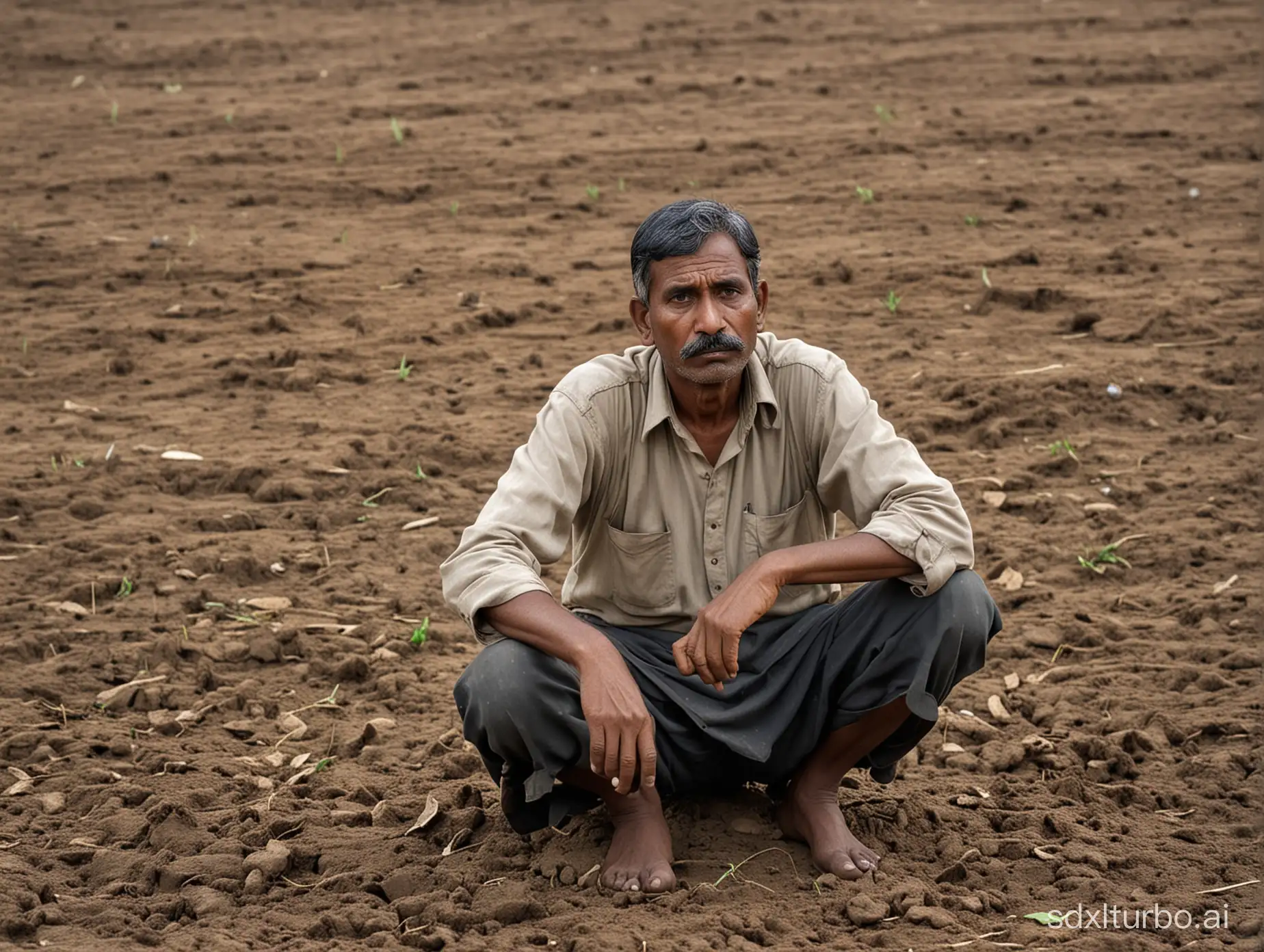 Portrait-of-an-Indian-Farmer-Expressing-Sadness