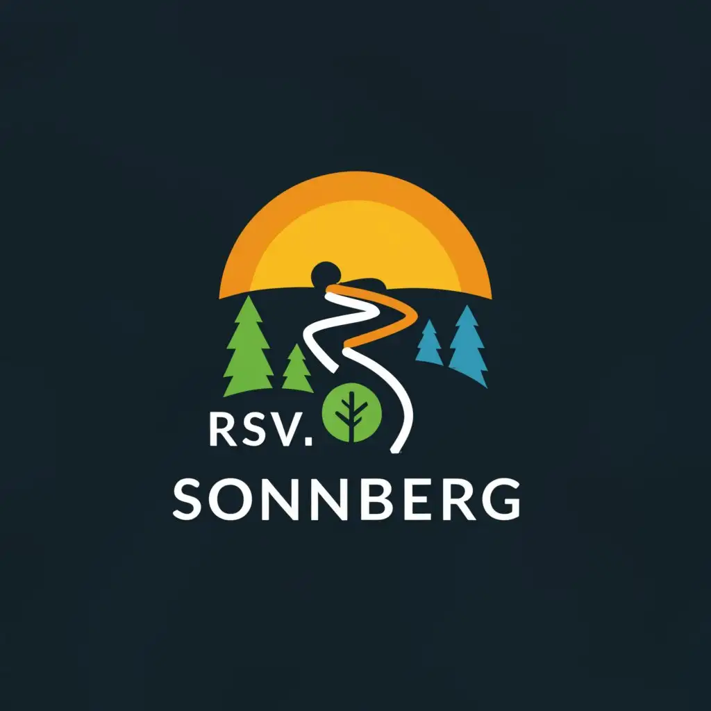 a logo design,with the text "RSV Sonneberg", main symbol:Road bike, sun, hills, forest,complex,be used in Internet industry,clear background