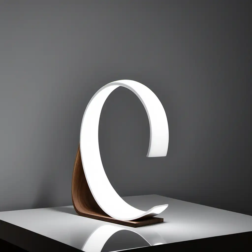 Minimal Curved Table Lamp with Modern LED Light