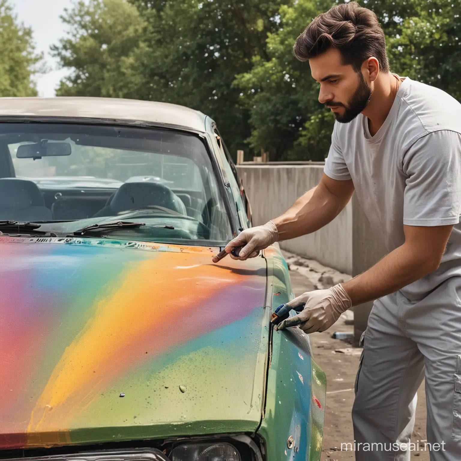 man color painting car
