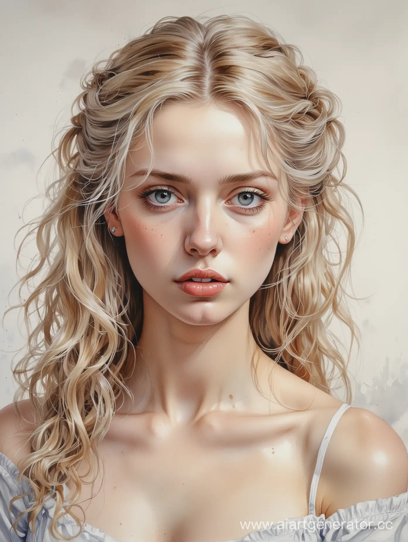 Sensual-Watercolor-Portrait-Aristocratic-Beauty-with-Delicate-Features-and-Flowing-Hair