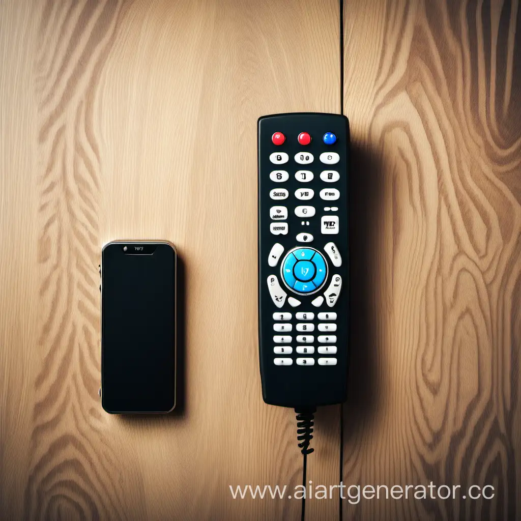 remote control and phone