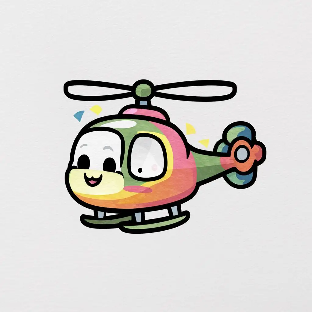 Simple and Cute Helicopter Coloring Page for Kids