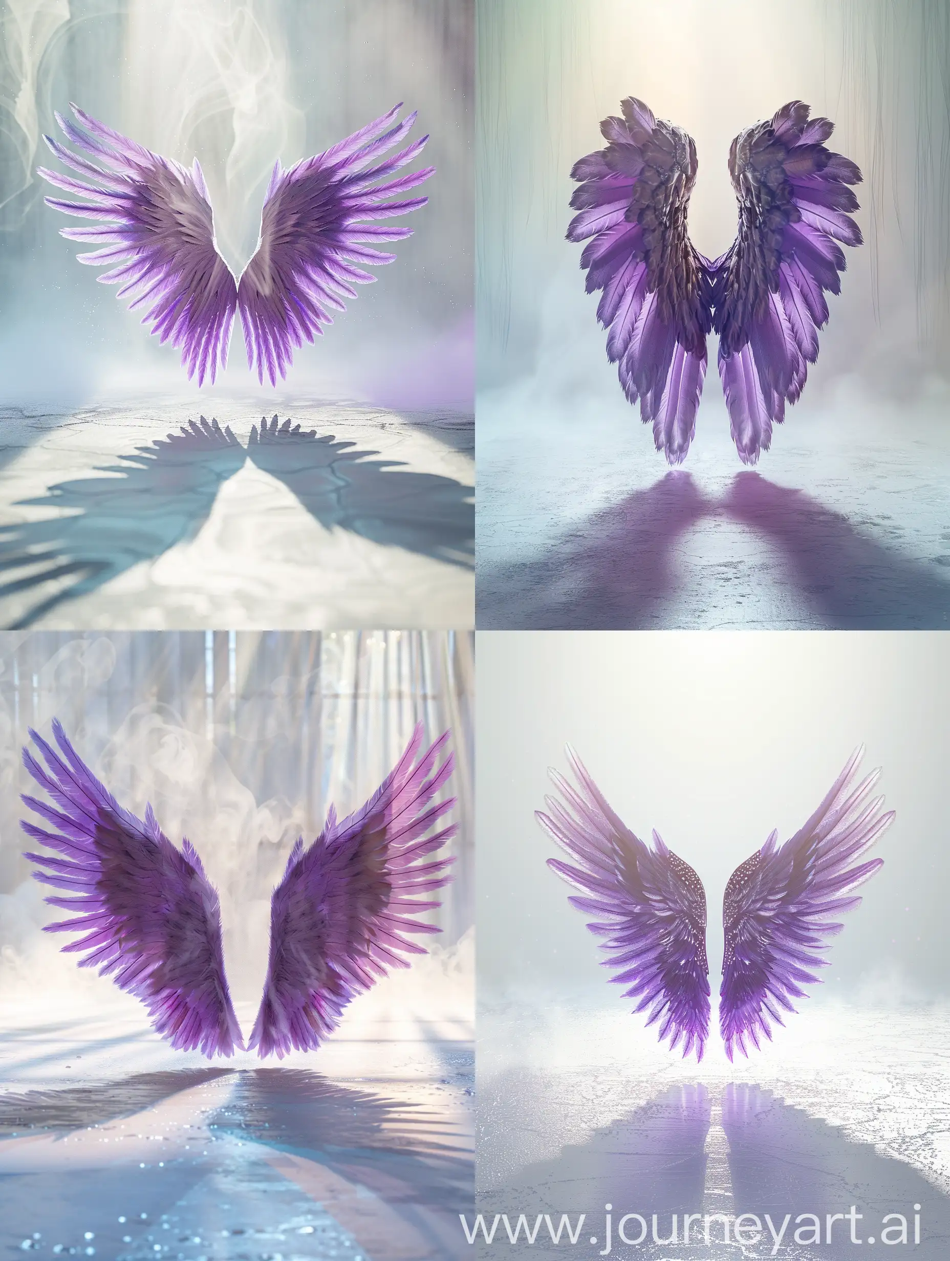 Exquisite-Angelic-Wing-with-Purple-Feathers-in-Radiant-Light