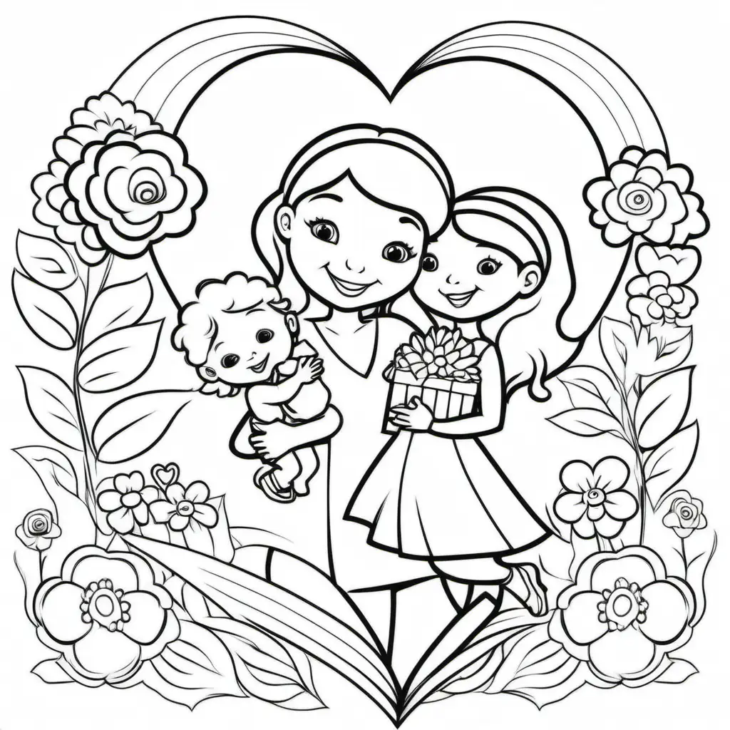 Whimsical Mothers Day Coloring Pages with Playful Designs