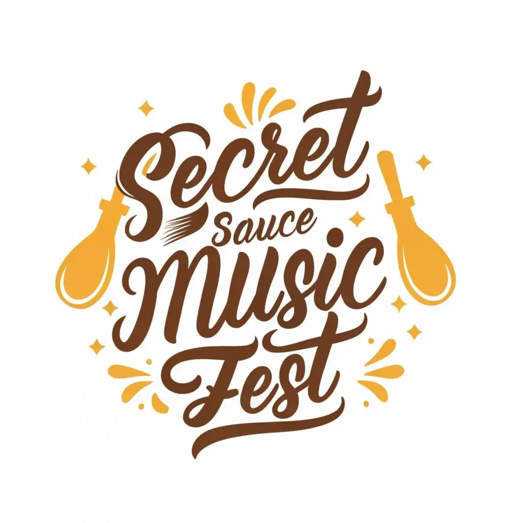 logo, Music festival with sauce all over it and secret element, with the text "Secret Sauce Music Fest", typography, be used in Events industry
