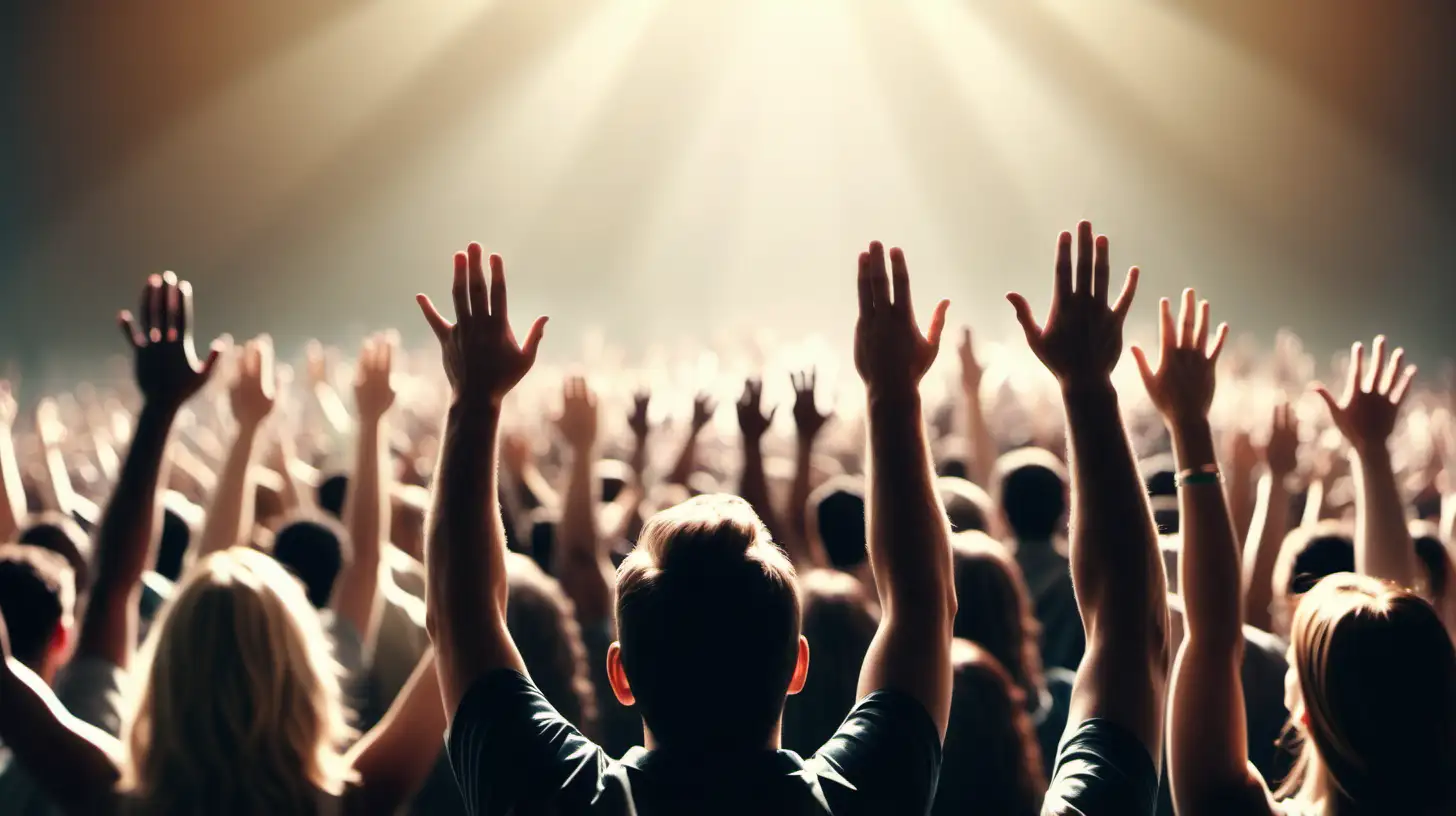Uplifting Worship Gathering with Raised Hands in Natural Surroundings