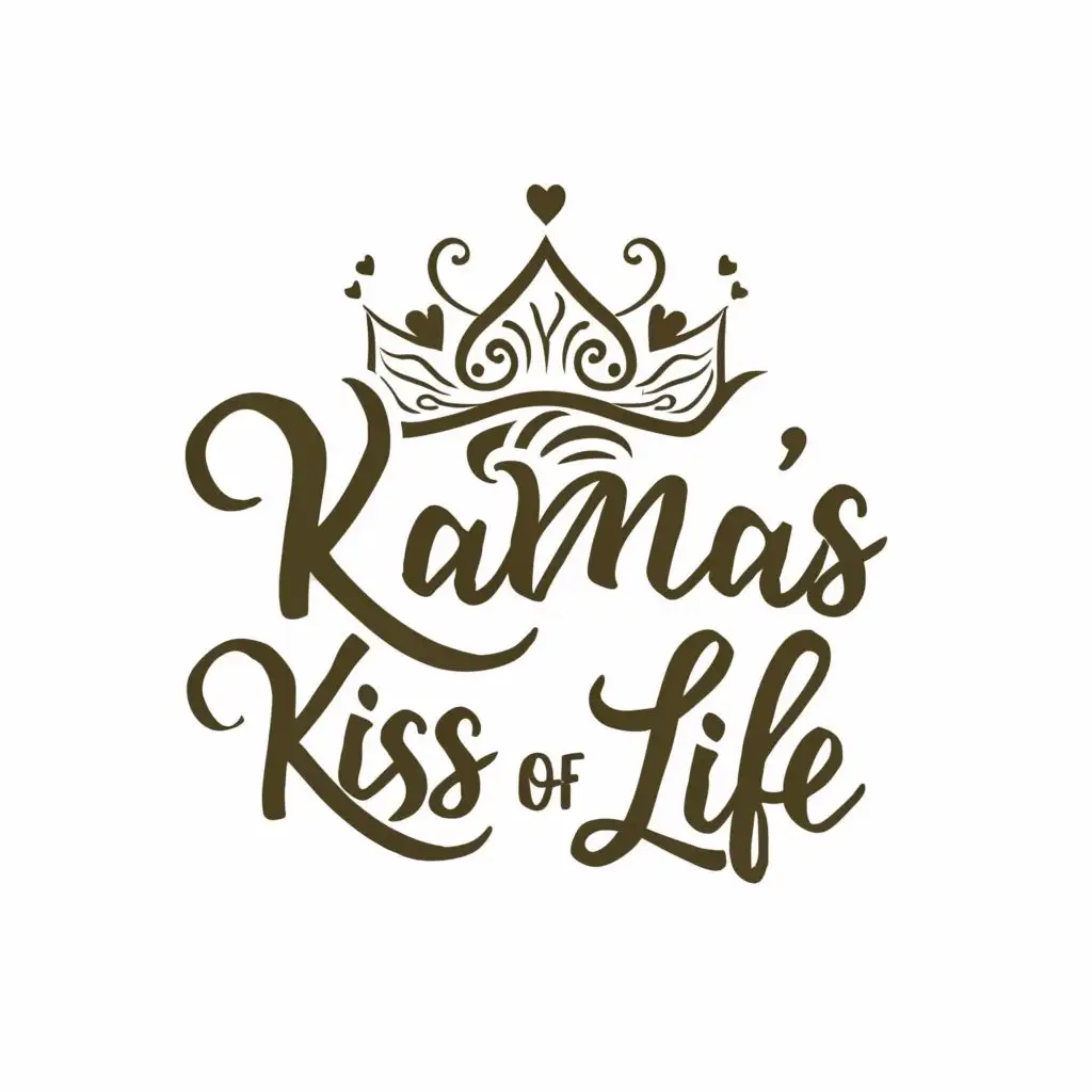 logo, crown, with the text "Karma's Kiss Of Life", typography, be used in Beauty Spa industry