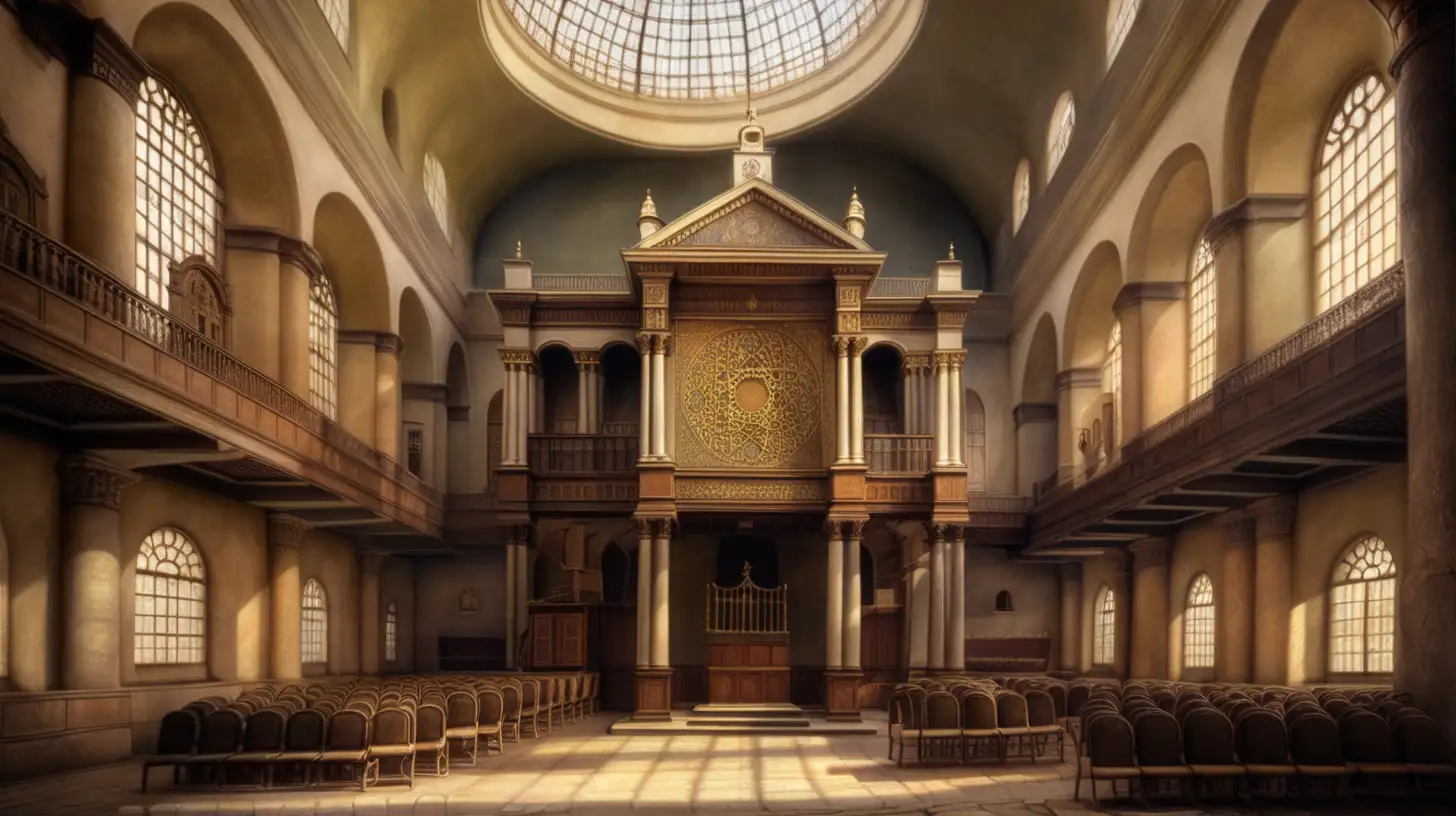 Ancient Jewish Synagogue Interior Prague 1800