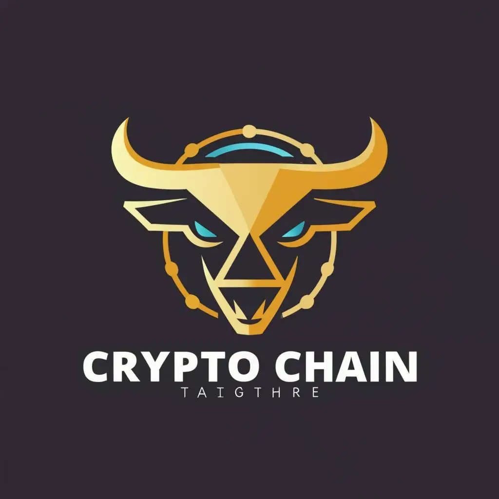 logo, bull, with the text "crypto chain", typography, be used in Technology industry