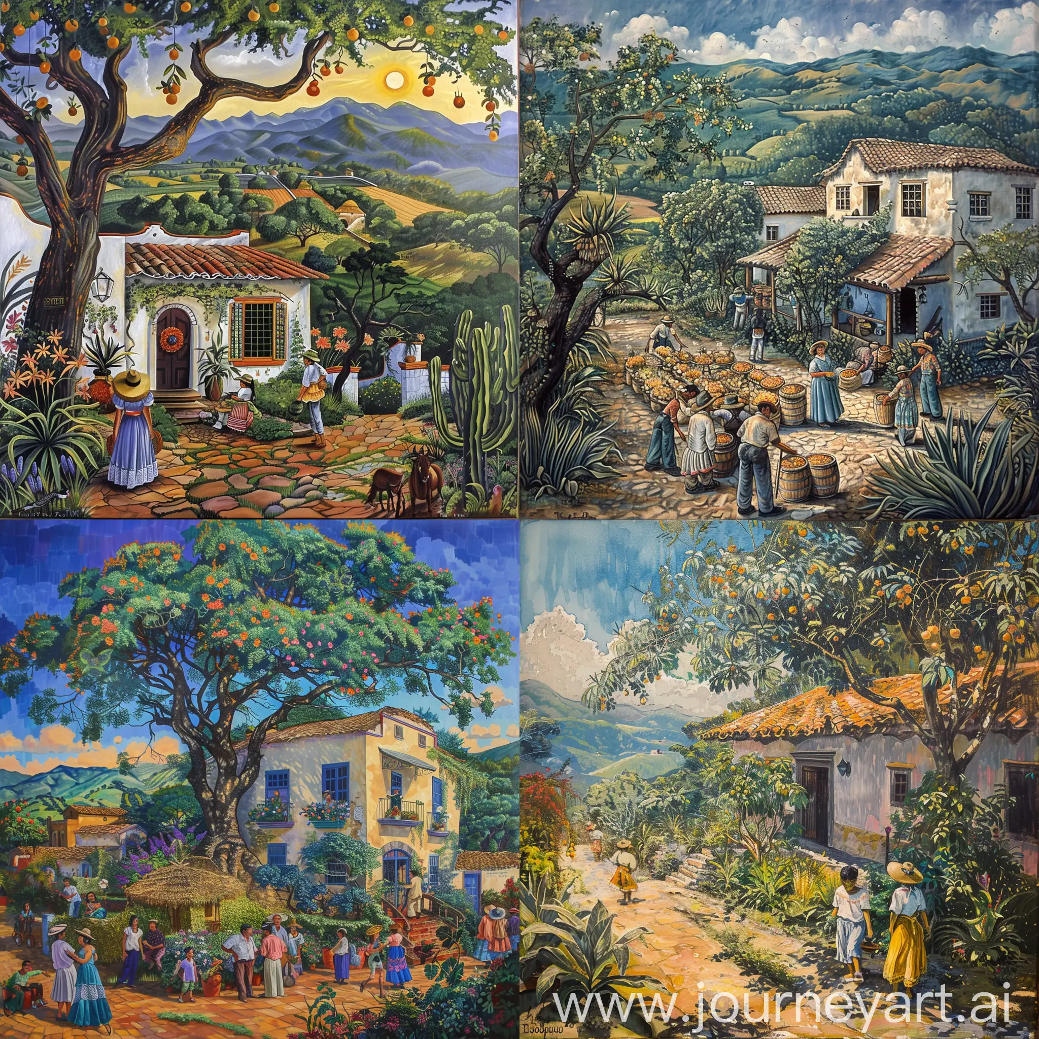 Traditional-Hacienda-Family-Painting-Mural-in-Tlajomulco-De-Ziga-Jalisco-Mexico