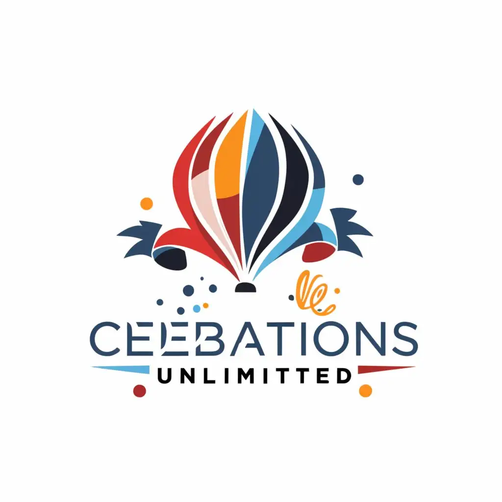 a logo design,with the text "Celebrations Unlimited", main symbol:create a logo for event company  expressing the infinite fun and celebrations of all the success and new beginnings of life and carreir,Minimalistic,be used in Events industry,clear background