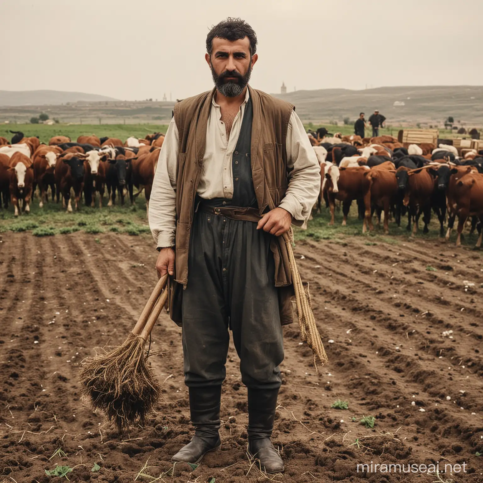 Turkish Farmer Working the Land Agriculture in the Republican Era