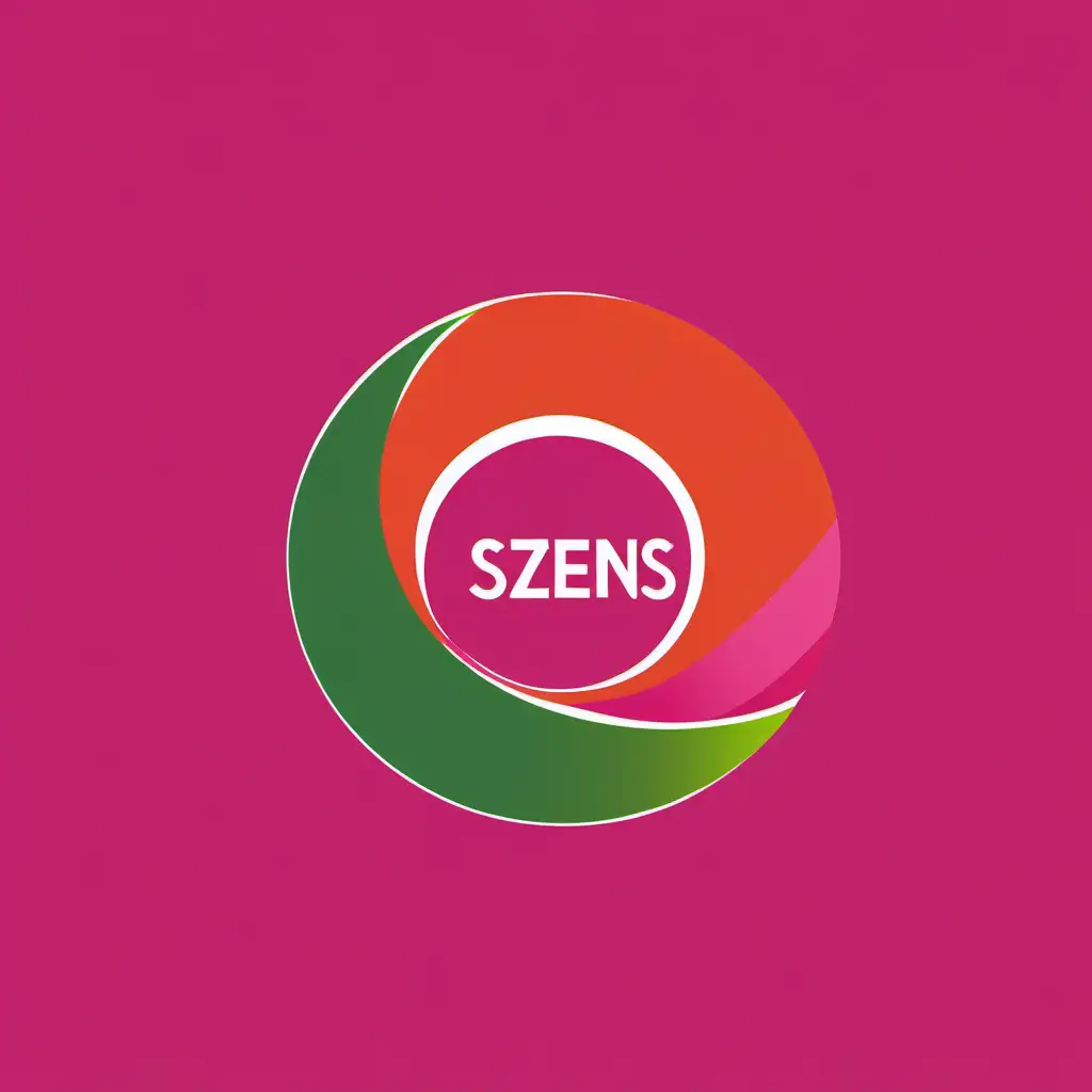 Vibrant Orange and Pink Logo Design with Green Accents