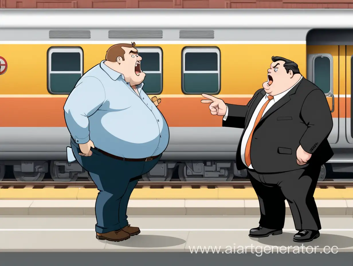 Argument-between-Overweight-and-Slim-Men-at-Train-Station