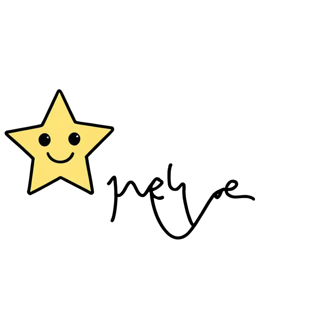cute yellow star smiling, with black outline