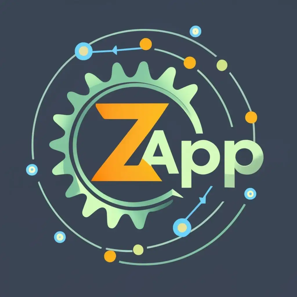 logo, Gears, cog, and lights, with the text "Z-app", typography, be used in Technology industry