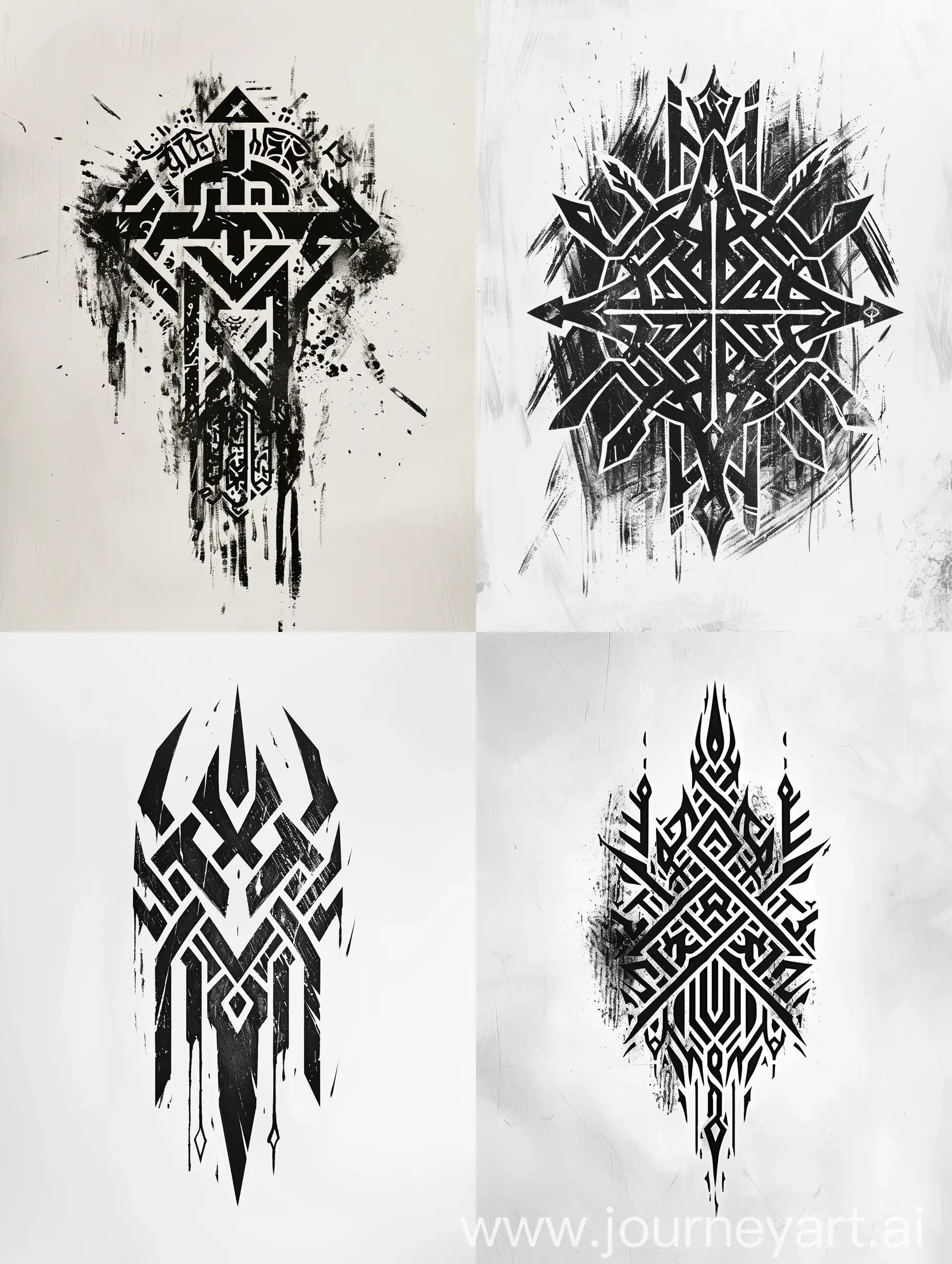 a black and white drawing of a ancient symbol on a white background, concept tattoo design, black and white ink style, with rune tattoos on the face, celtic art style, tattoo design, tribal tattoo, tattoo stencil
