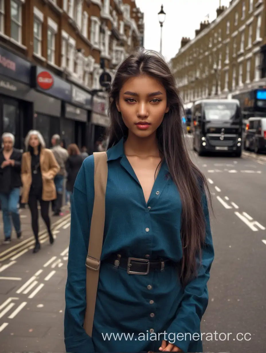 Eastern girl model on the streets of London