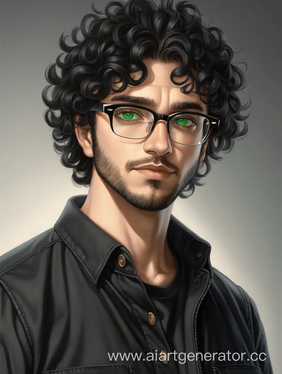 Young-Man-with-Curly-Black-Hair-Enjoying-a-Casual-Weekend