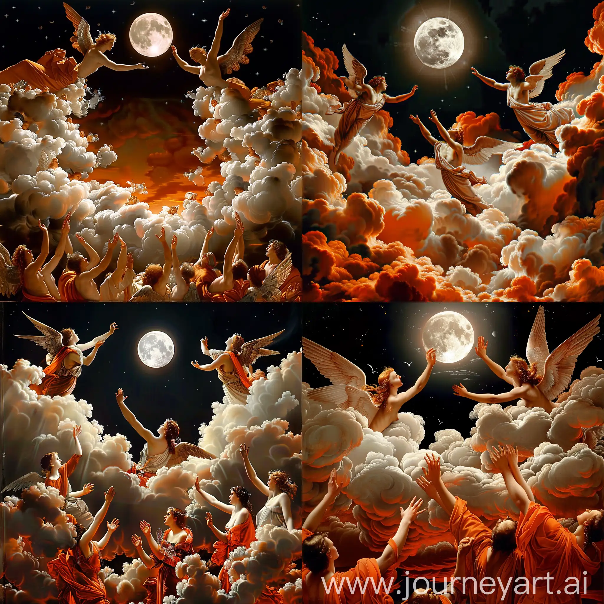 Renaissance-Painting-Human-World-Ascending-to-Night-Sky-with-Angels-and-Moon