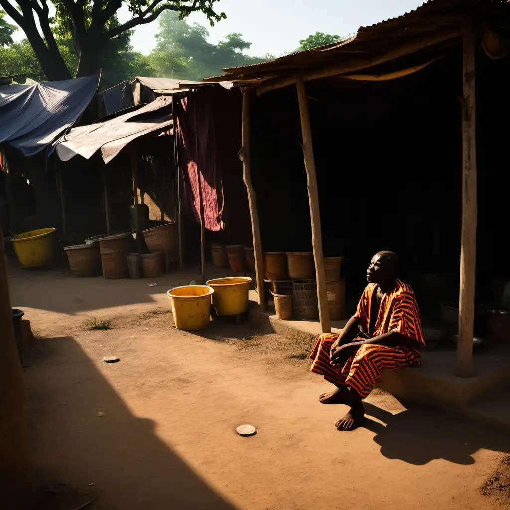 Vibrant Morning Scene in Ananses Shadowy Village