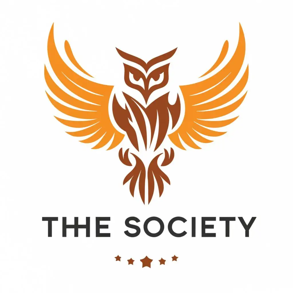 logo, phoenix and owl, with the text "The Society", typography, be used in Education industry