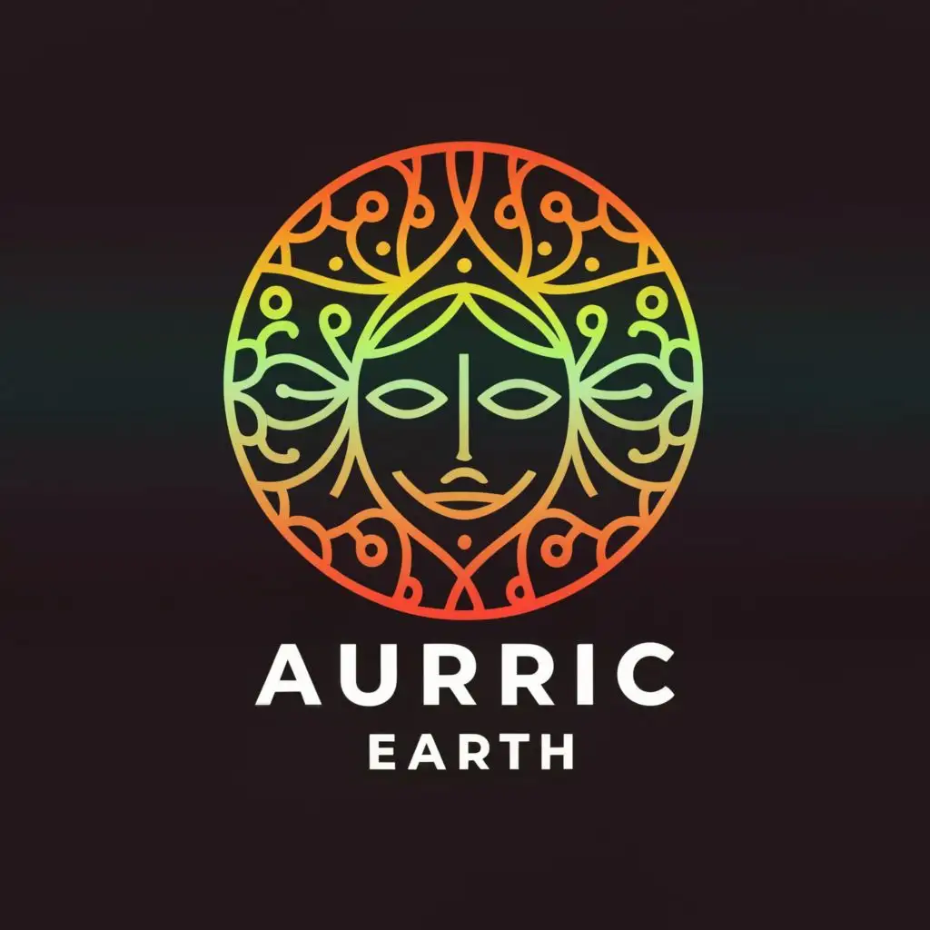 LOGO-Design-For-AURRIC-EARTH-Radiant-Face-Beauty-Spa-Emblem-in-996633-669966-with-ffd700-Highlights