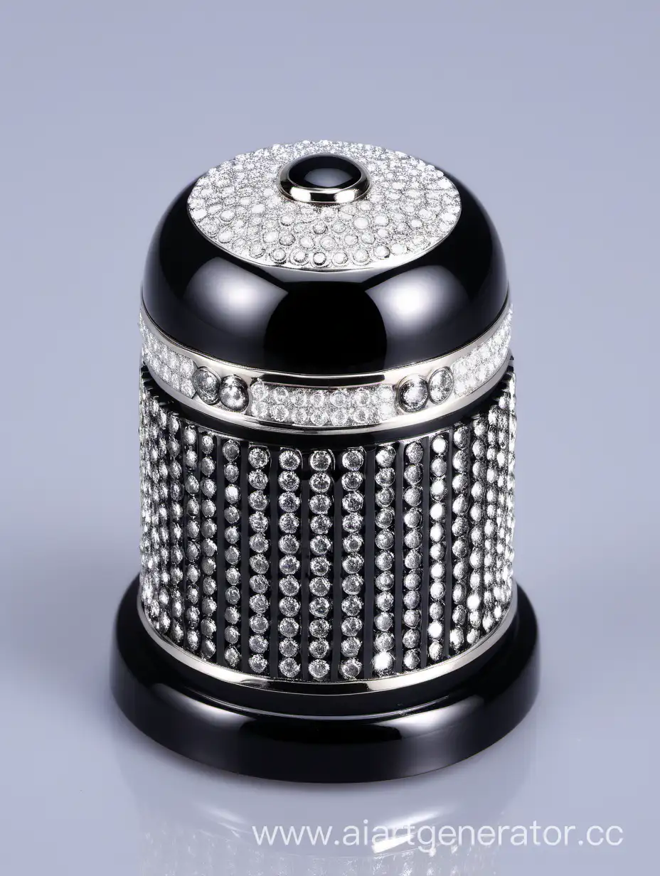 Zamac-Perfume-Decorative-Ornamental-Long-Cap-with-Black-and-White-Round-Diamond