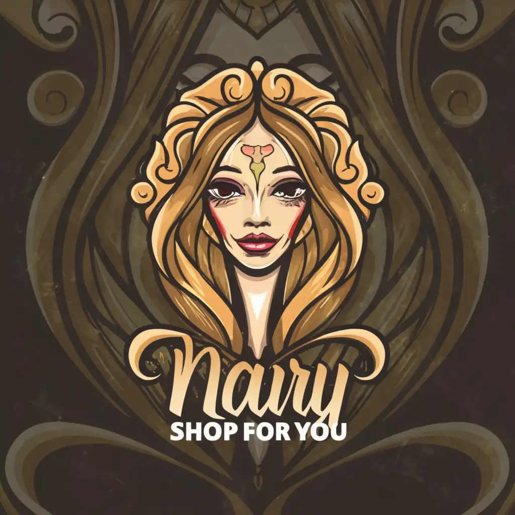 a logo design,with the text "Mary shop for you", main symbol:a dark haired girl/face,complex,clear background
