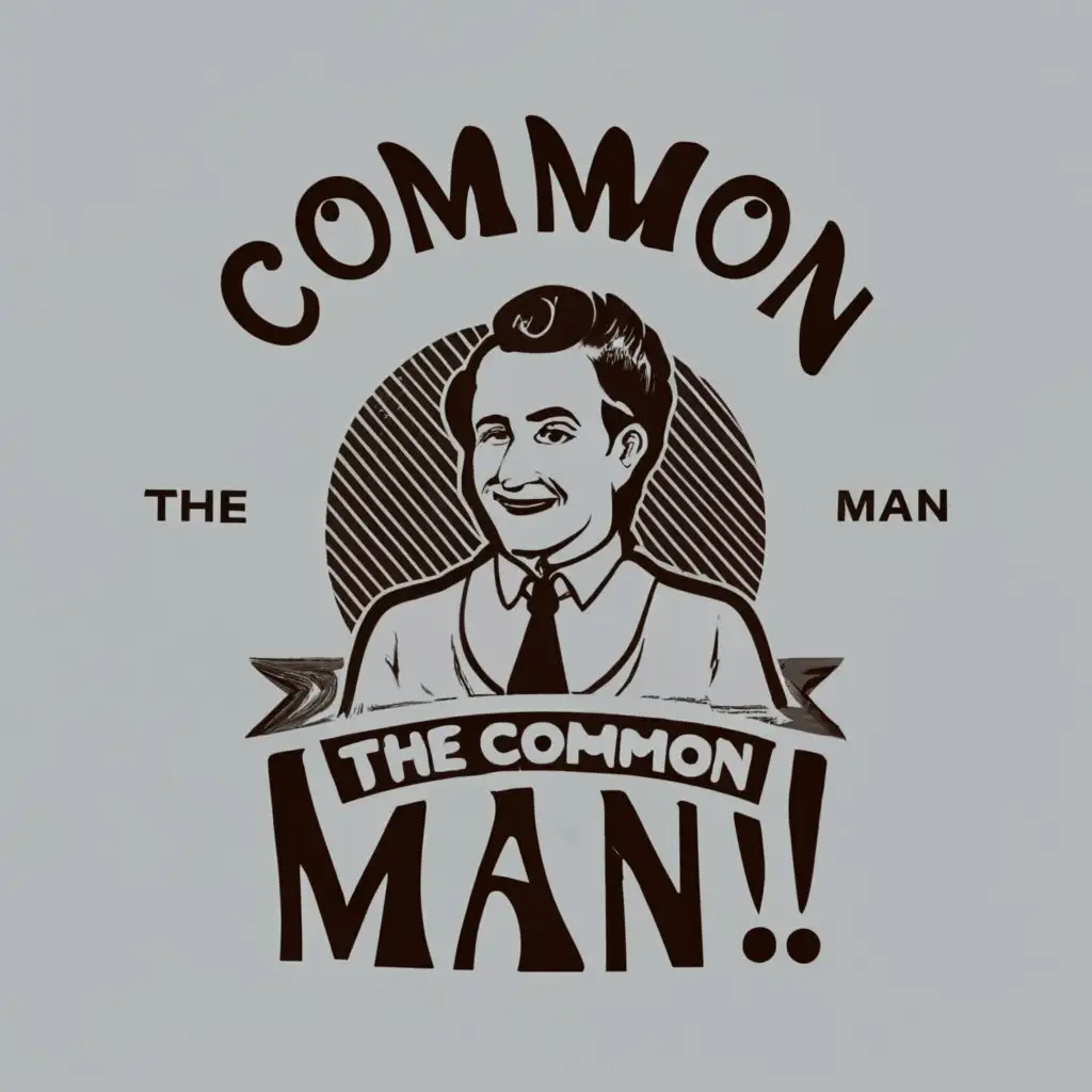 logo, A common man, with the text "THE COMMON MAN'", typography
