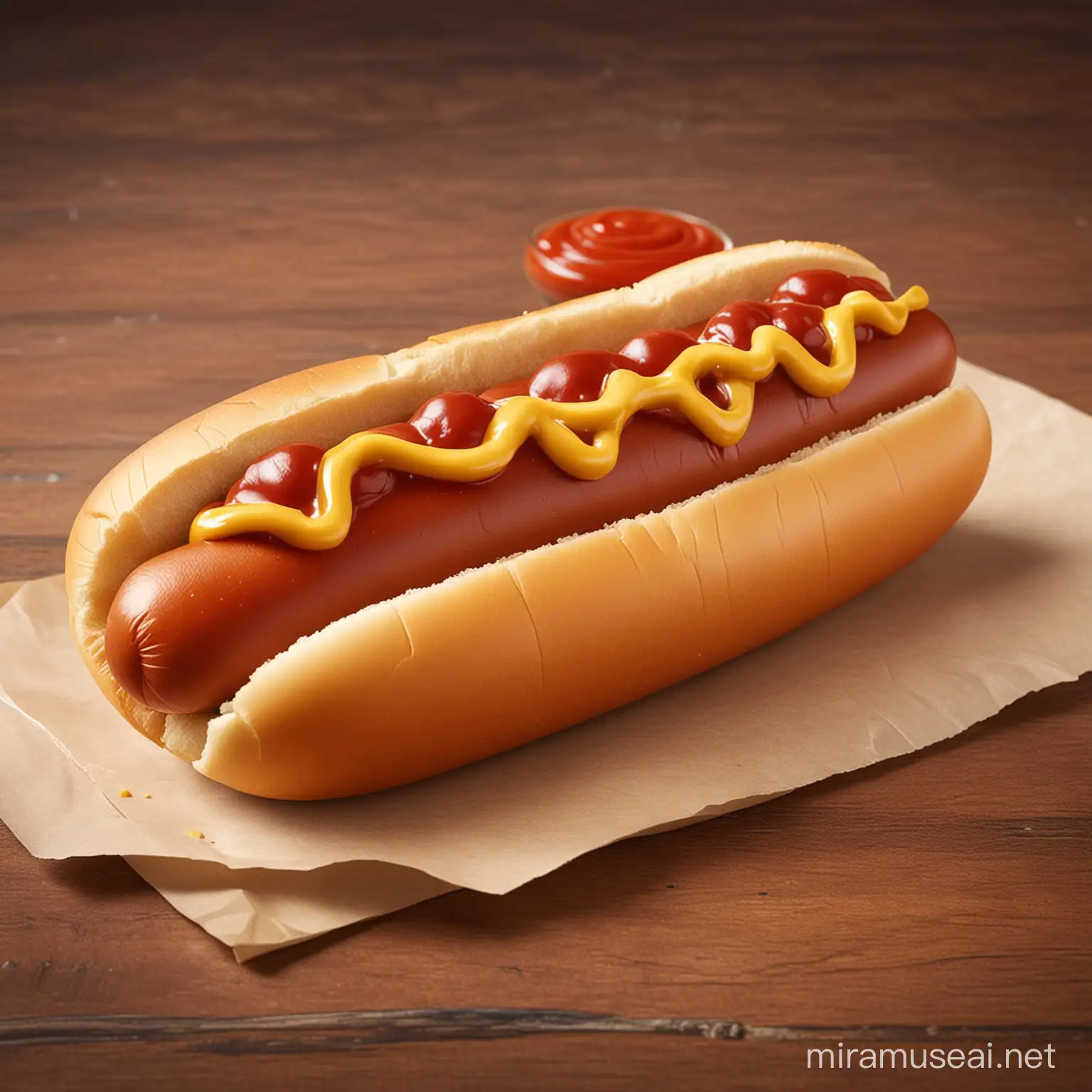 hot dog with red ketchup ,disney pixar style