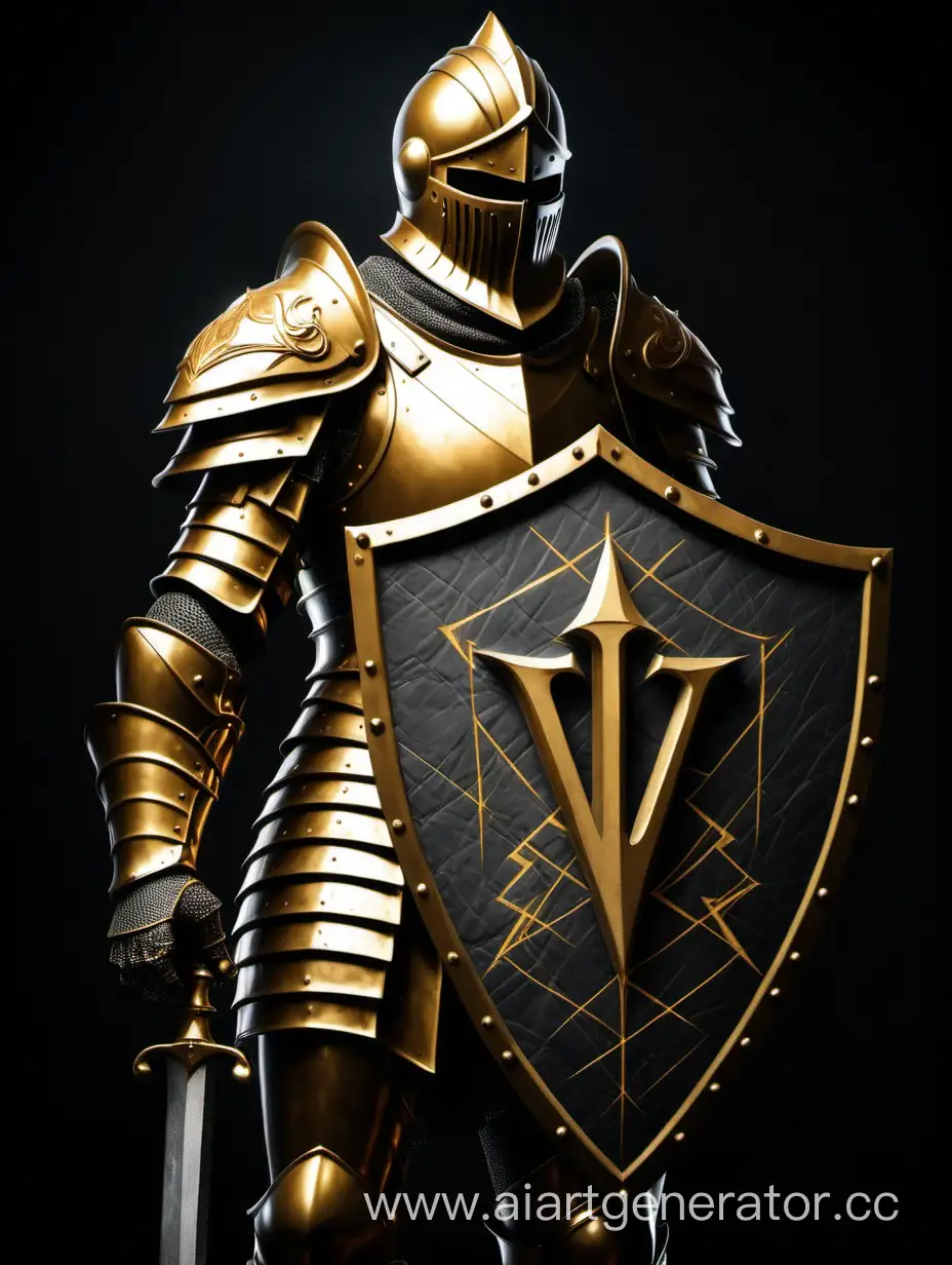 Golden-Knight-with-Illuminati-Symbol-Shield-in-Dark-Setting