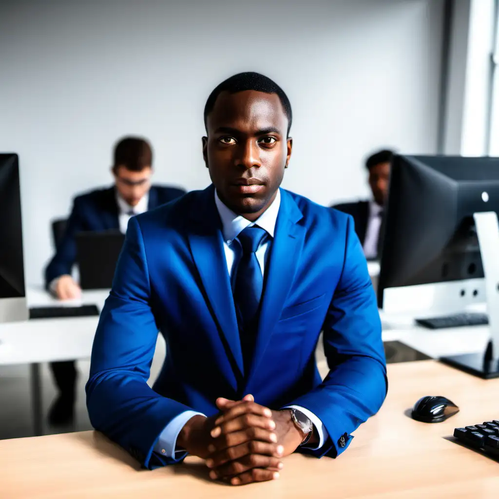 Professional AfricanAmerican Businessman Working in Vibrant Office Setting