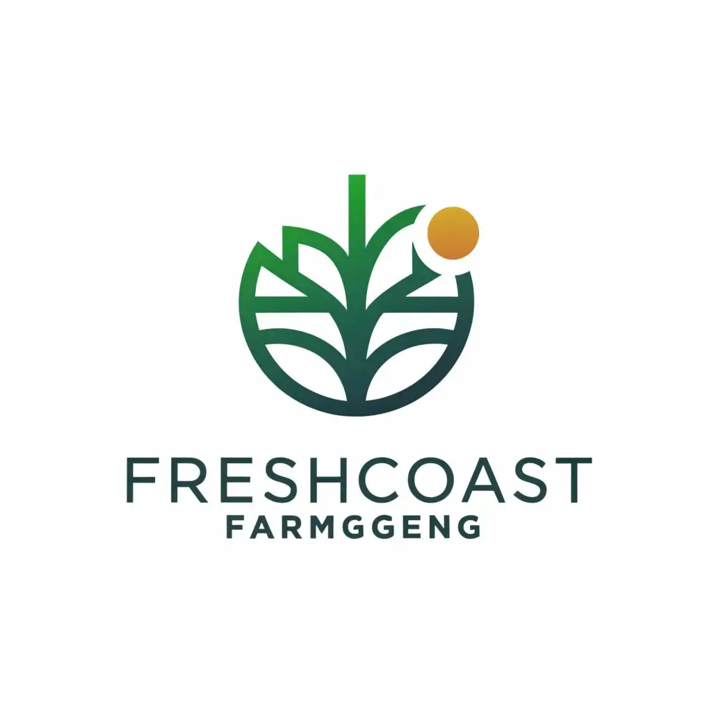 a logo design,with the text "FreshCoastFarmGeng", main symbol:a combination of crypto and farming, like the logo is the "farming" of crypto coins,Moderate,be used in Technology industry,clear background