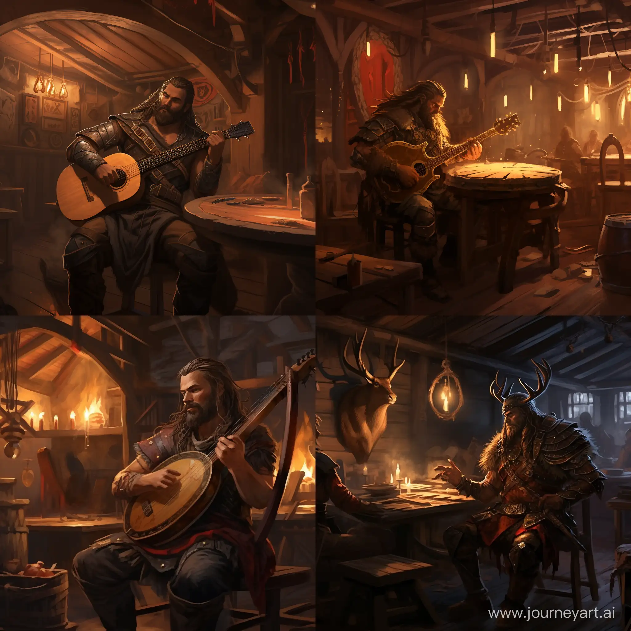 Viking-Skald-Playing-Wheeled-Lyre-in-a-Cozy-Tavern