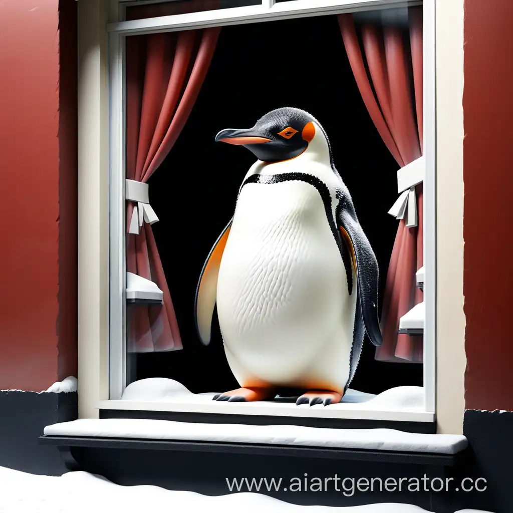 Adorable-Penguin-Peering-Through-Window