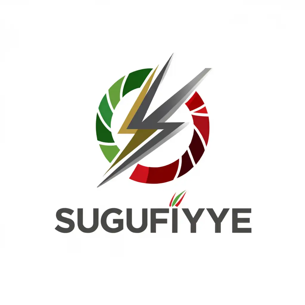 a logo design,with the text "SUGUFIYE", main symbol:Sugufiye brand logo silver gold green red powerful brand unique admirable rememberable E-COMMERCE SUPPLY CHAIN SHIPPING,Minimalistic,be used in Technology industry,clear background