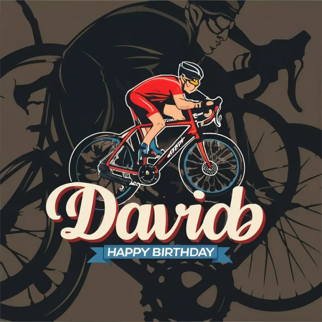 LOGO-Design-For-Racing-Bicycles-Happy-Birthday-David-Typography-for-Sports-Fitness-Industry