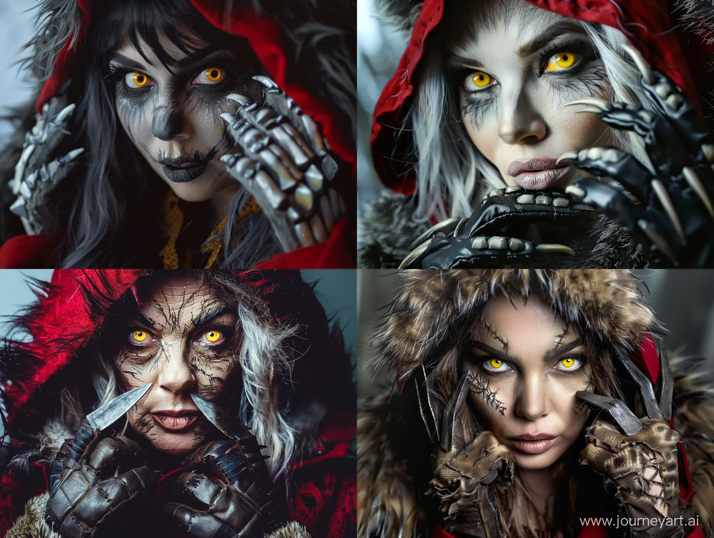 Kelly-Osbourne-Gothic-Werewolf-Transformation-in-Red-Riding-Hood-Costume