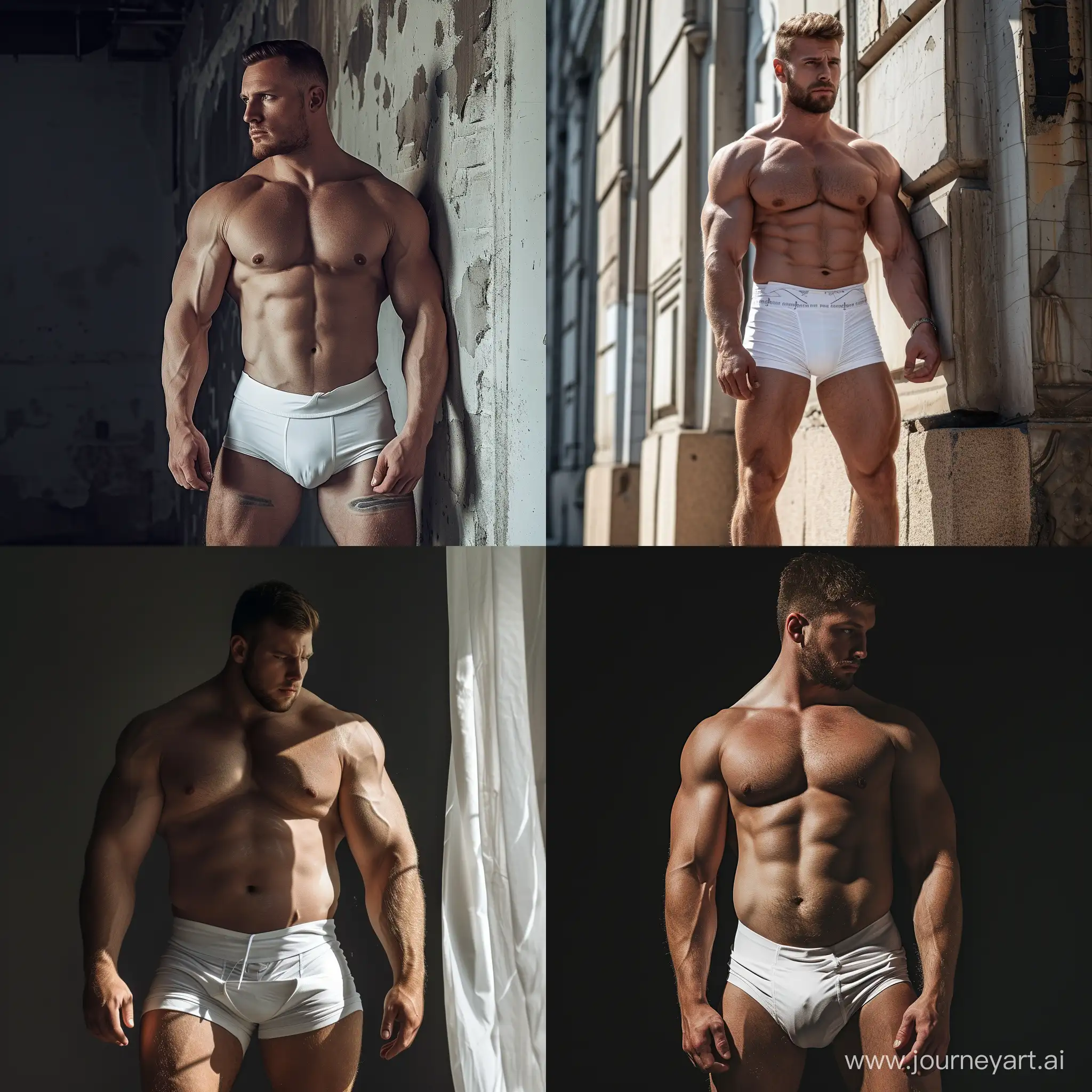 реклама нижнего мужского белья, мужчина 80 кг, атлетическая форма, брутал, белое белье, 