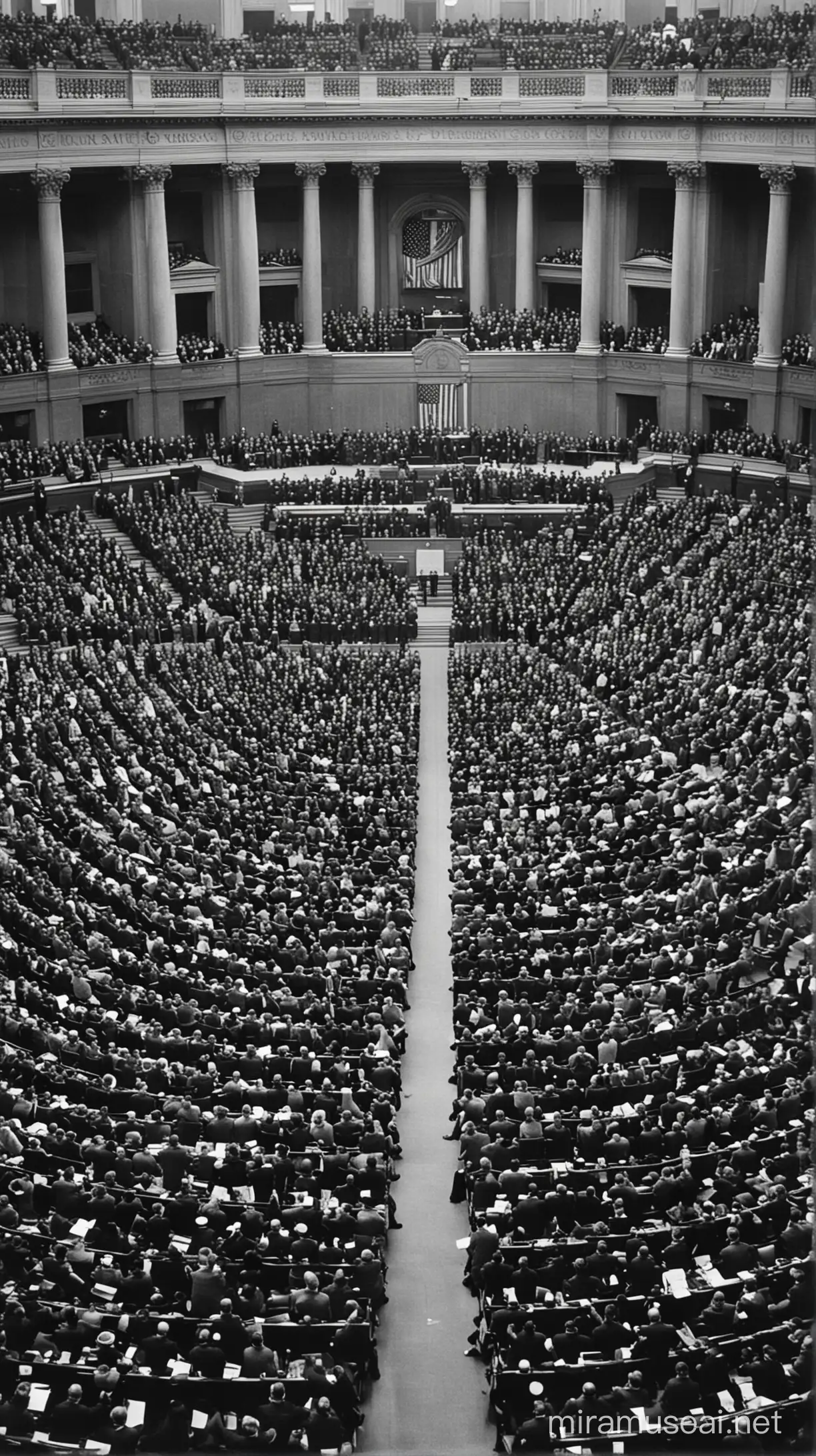 1913 Congress Gathering in Monochrome