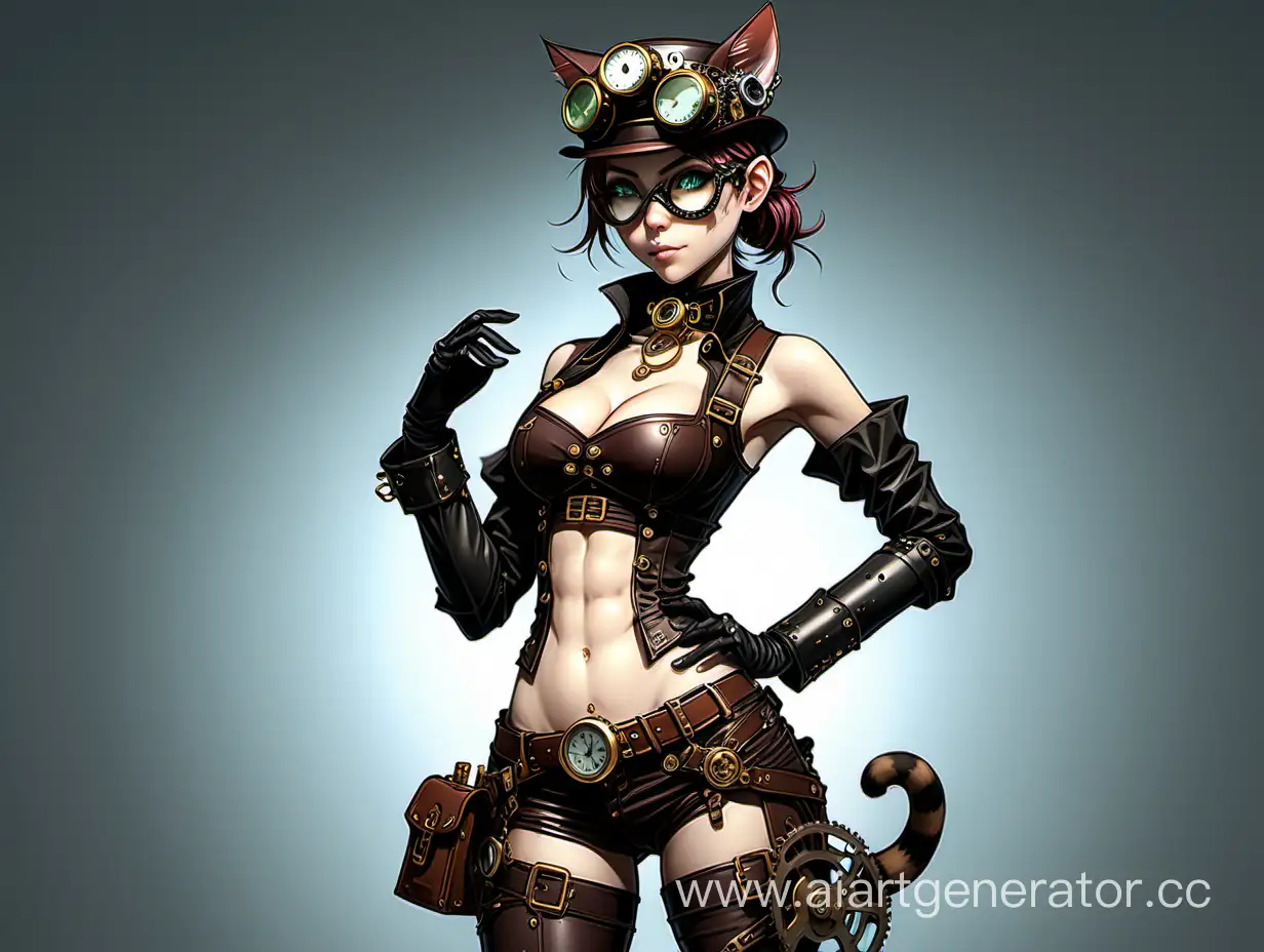 Slim-Steampunk-Catgirl-with-Abs-in-Futuristic-Industrial-Setting