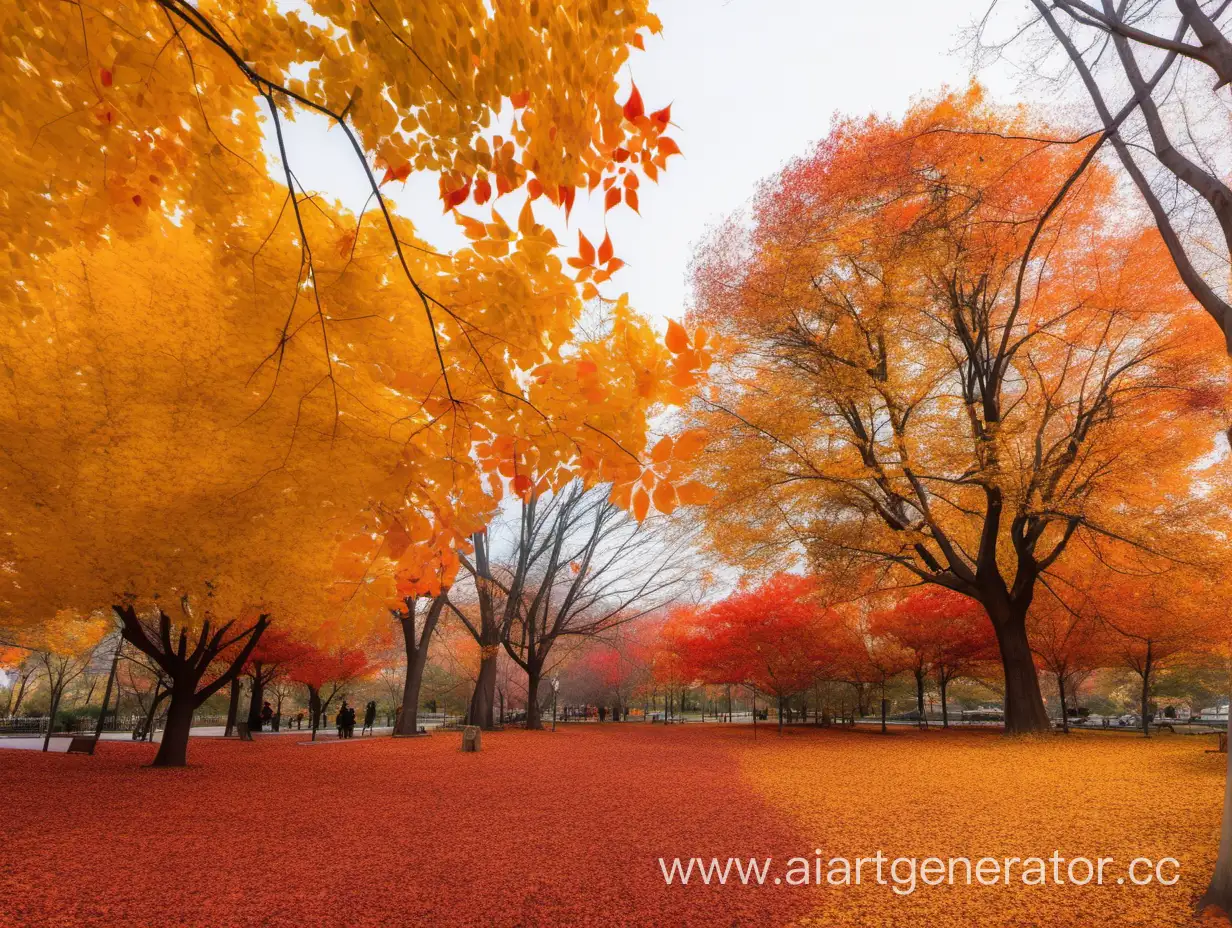 Autumn-Park-Scene-with-Whirling-Leaves-in-Vibrant-Colors