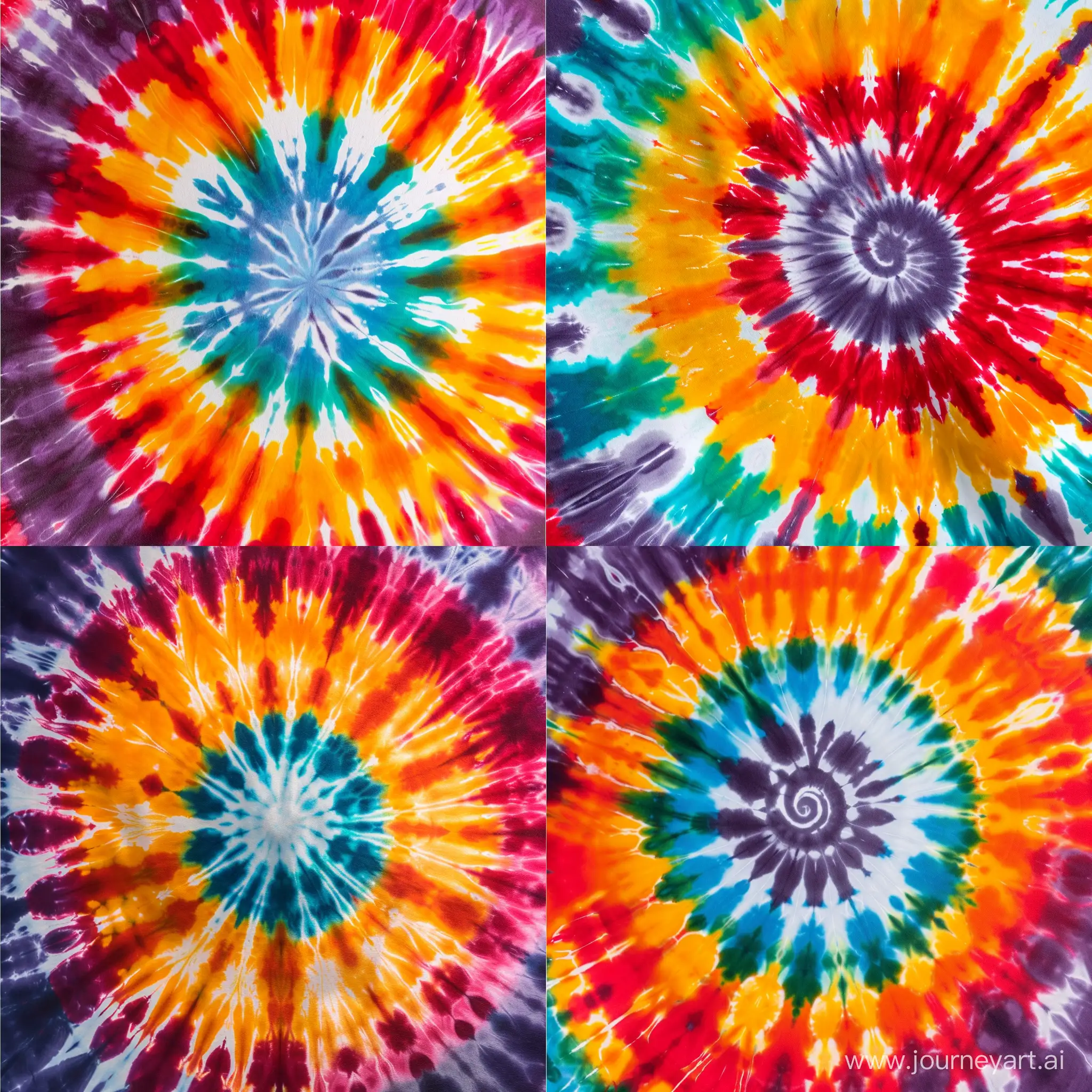a classic tie dye pattern with bright vibrant colors swirling out from the center