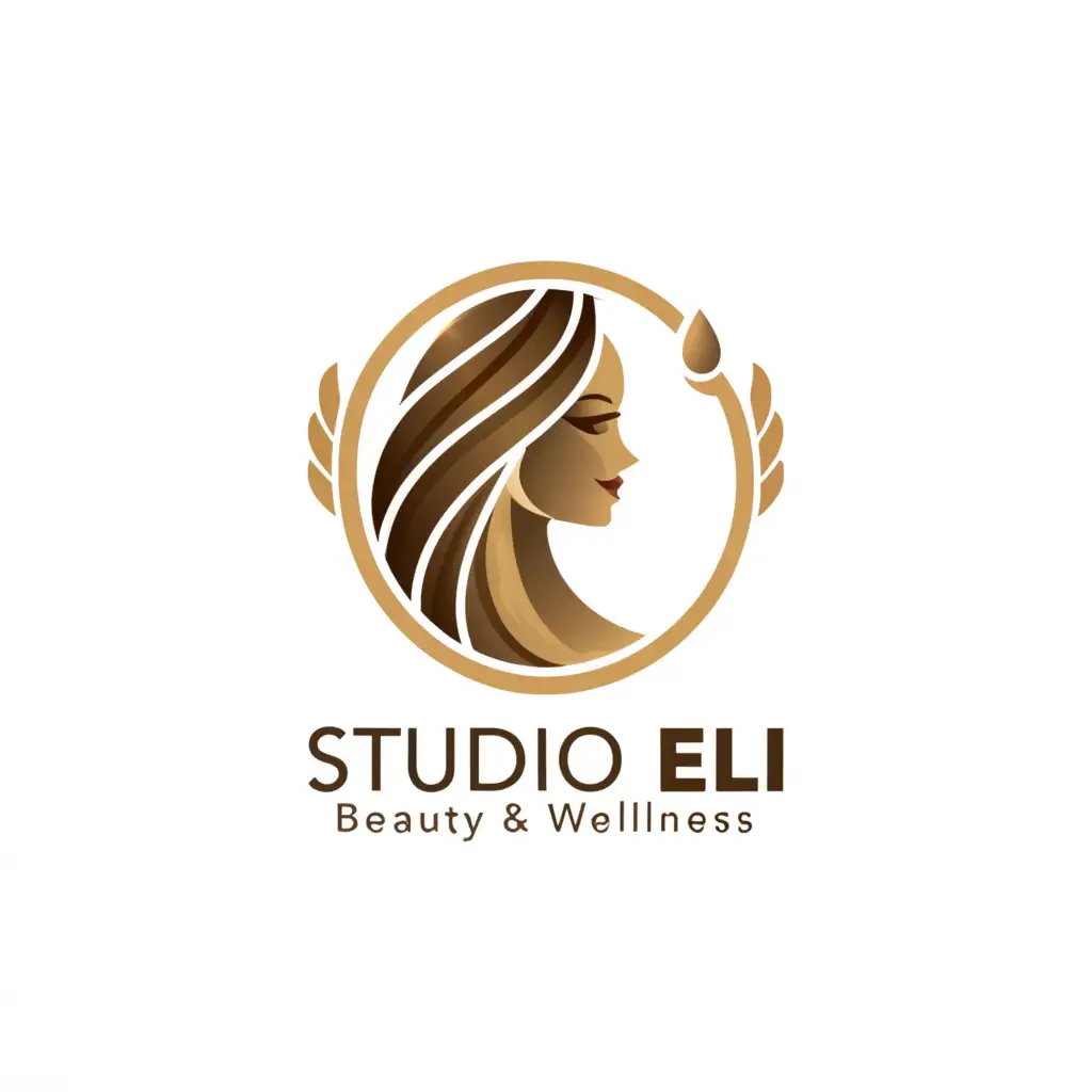 a logo design,with the text "Studio Eli", main symbol:Hair of woman, glamorous, hijama, relax, massage, make up,complex,be used in Beauty Spa industry,clear background