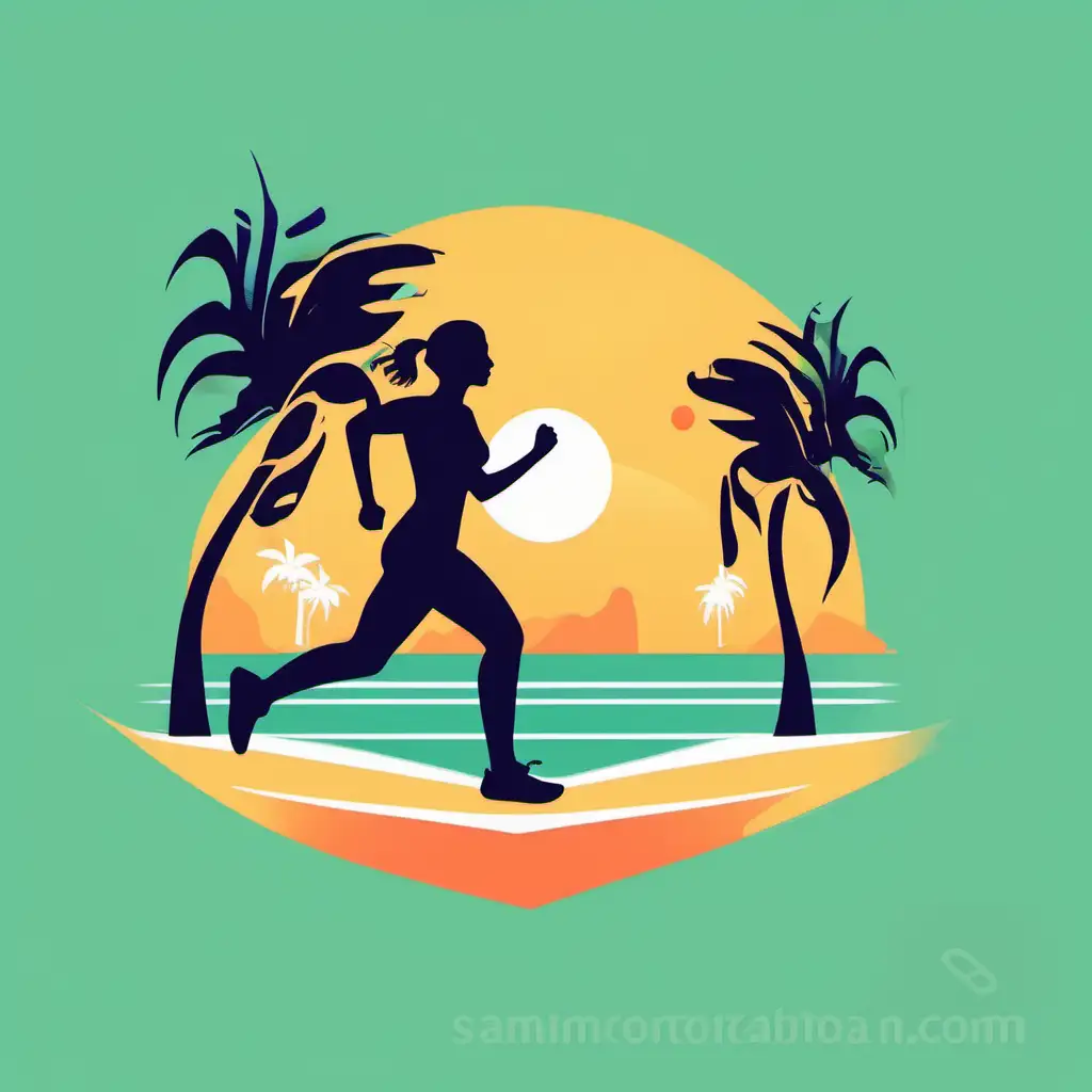 woman running in a tropical climate as a logo