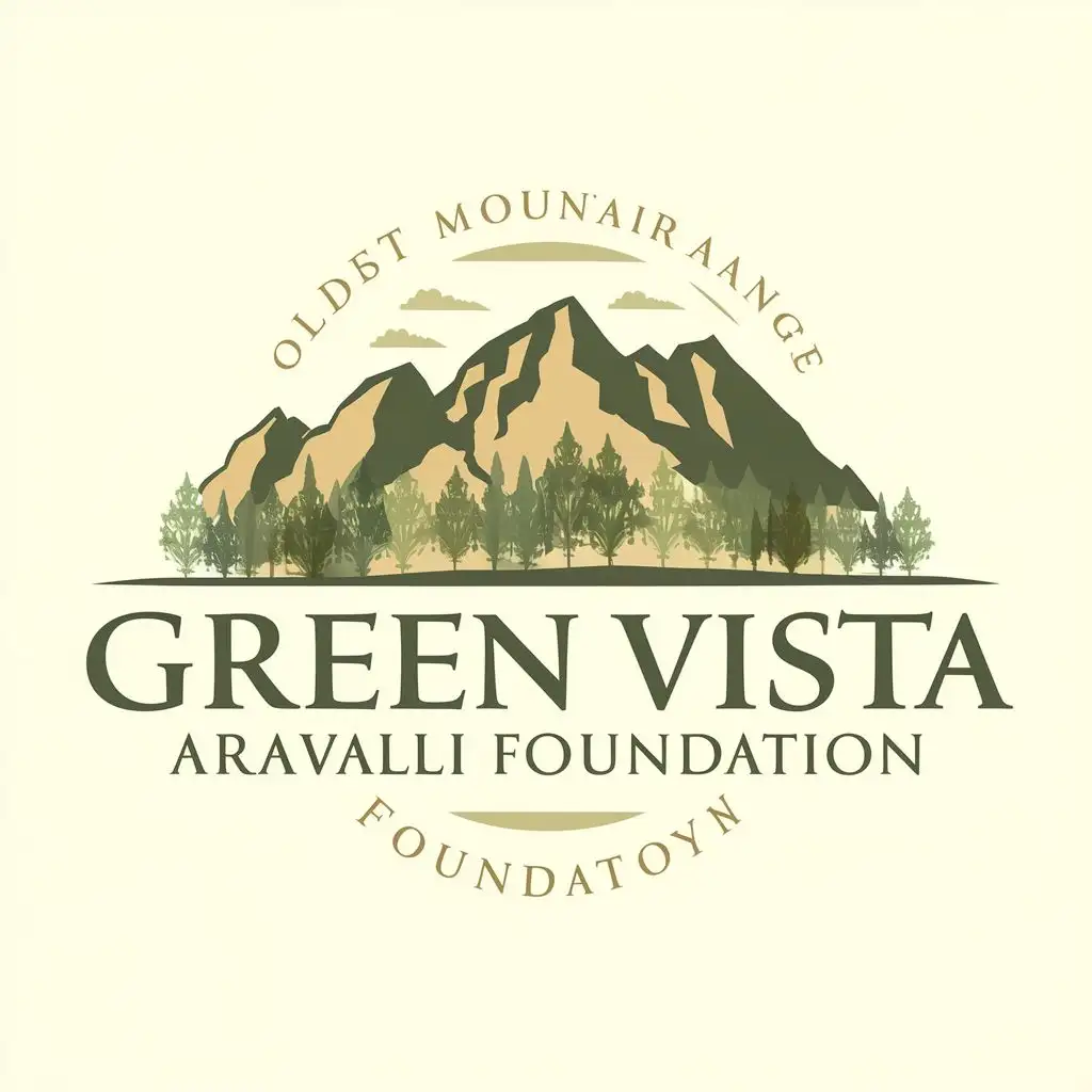 logo, Oldest mountain range,forest,wetlands,nature preserve, with the text "Green Vista Aravalli foundation", typography, be used in Real Estate industry