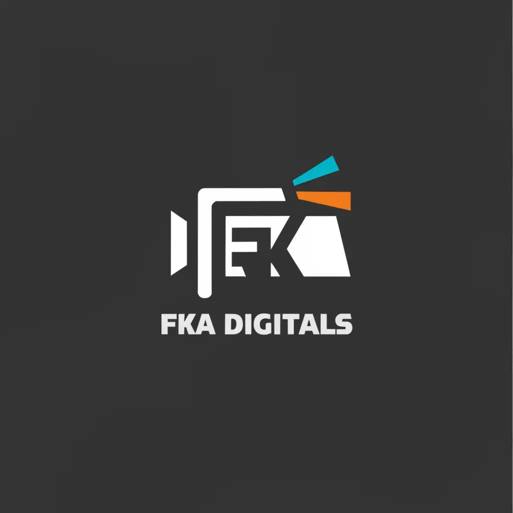 a logo design,with the text "F.K.A Digitals", main symbol:Video symbol,Moderate,clear background