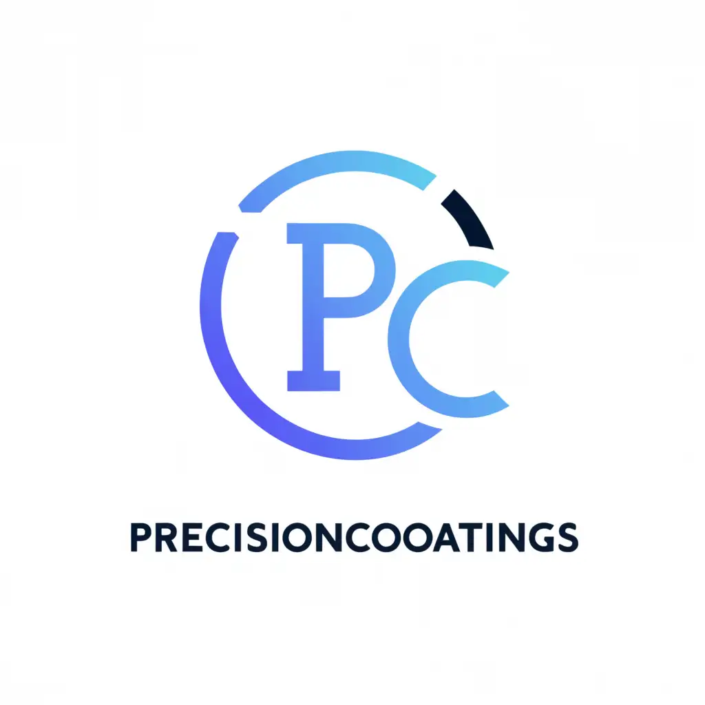 a logo design,with the text "PrecisionCoatings", main symbol:PC on blue and white scheme,Minimalistic,be used in Automotive industry,clear background